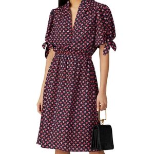 Trina Turk Puff Sleeve Floral Midi Dress Sz 12